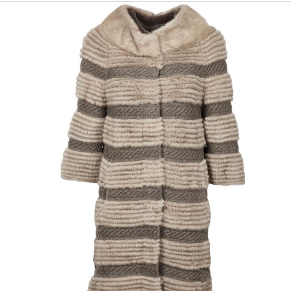 Yves Salomon mink fur cashmere taupe tan brown coat jacket